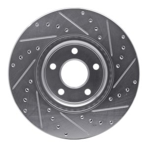 Ford Escape Brake Rotor (1) - Front Left - R1 Concepts - Drilled & Slotted - Silver - `04-`19